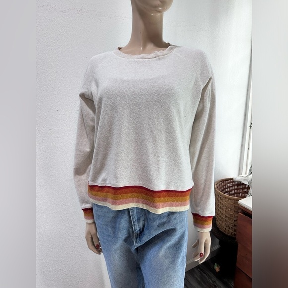 Faherty cream cruw sweeter with stripes - Picture 3 of 15